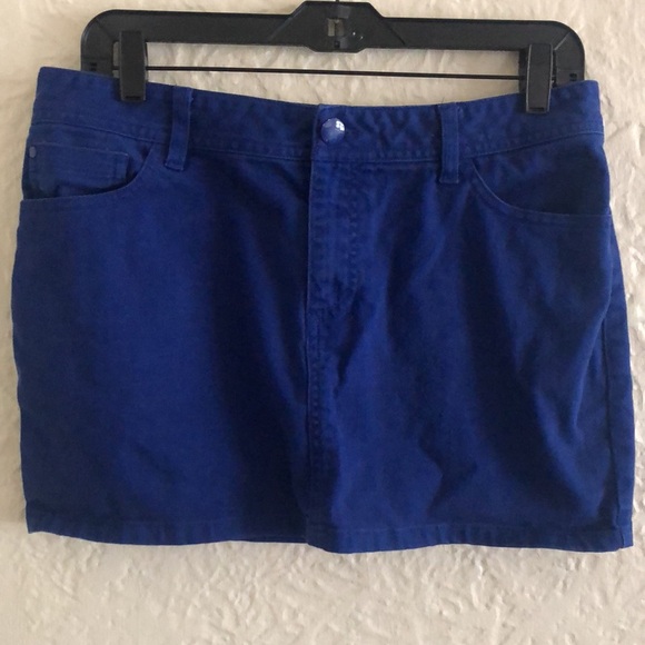 H&M Cobalt Blue Denim Mini Skirt 10 - Picture 1 of 7